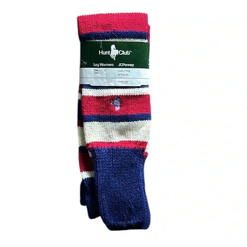 Vintage 90s Hunt Club Multi Stripe Acylic Knit Leg Warmers Women NWT Retro Y2K